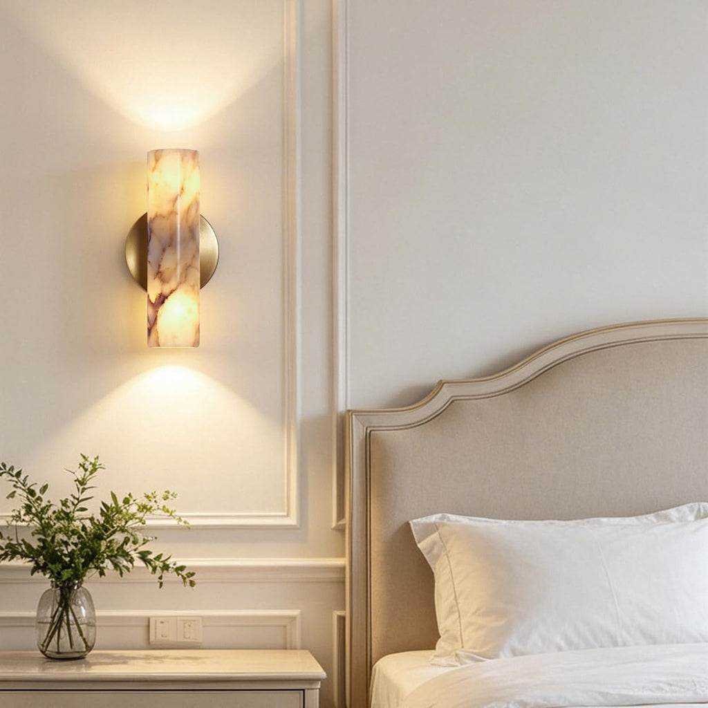Natural Marble Wall Sconce, Alabaster Wall Sconces, Morden Marble Wall Lighting Fixture,Up and Down Wall Lights