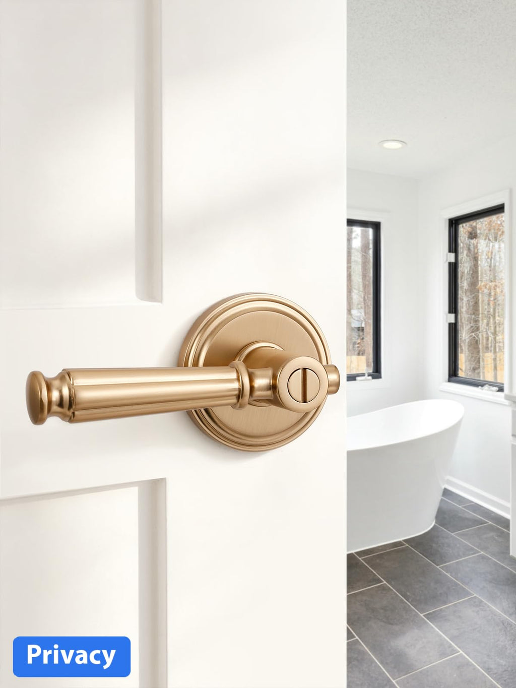 Door Handles Keyless Champagne Bronze Privacy Door Lever, 2 Pack