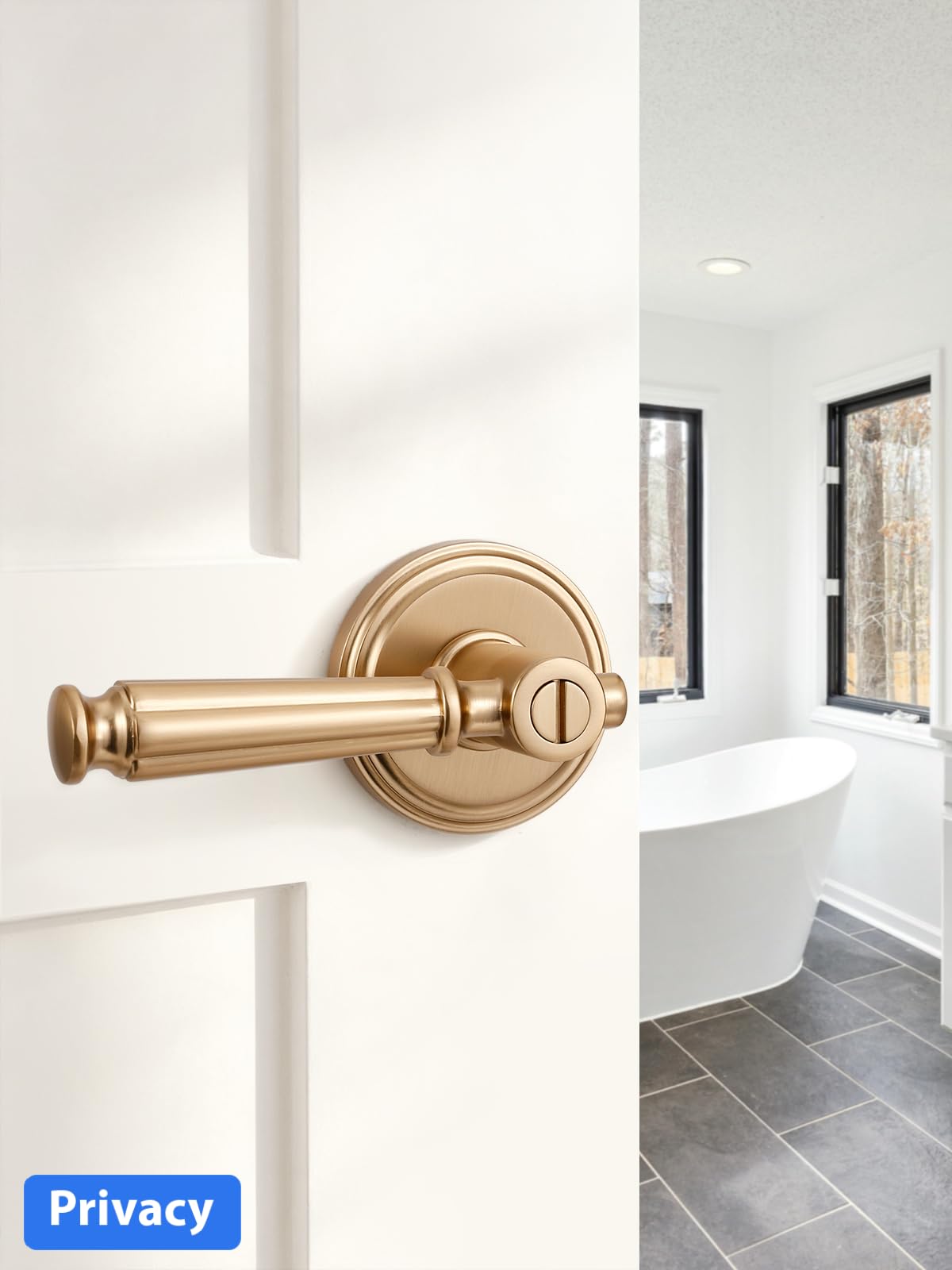 Door Handles Keyless Champagne Bronze Privacy Door Lever, 2 Pack