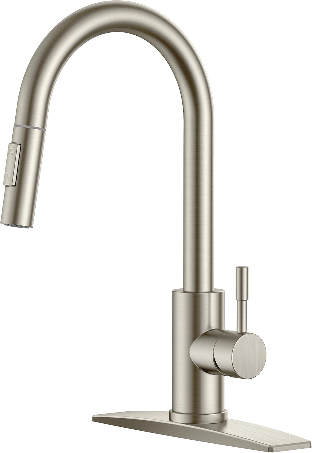 Kitchen Faucet with Pull Down Sprayer, Brushed Nickel High Arc Modern Classic Sink Faucet Stainless Steel with Deck