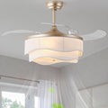 42" Gold Caged Chandelier Retractable Ceiling Fan with Light & Remote