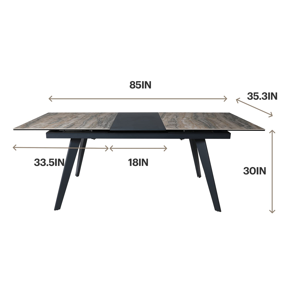 Inspired Saarinen Style Expandable Dining Table for 6-8 Seat, Modern Rectangle Design with Extension Leaf Restaurant, Thicker Top and Carbon