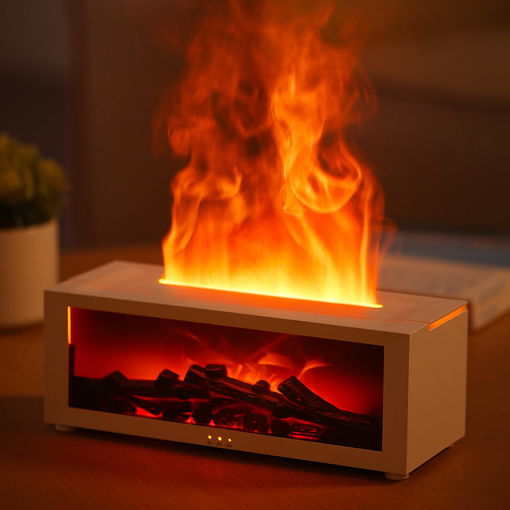 Essential Oil Diffuser, 7 Colors Fireplace Flame Fire Oil Diffuser, 150ml Ultrasonic Aromatherapy Humidifier, Scent