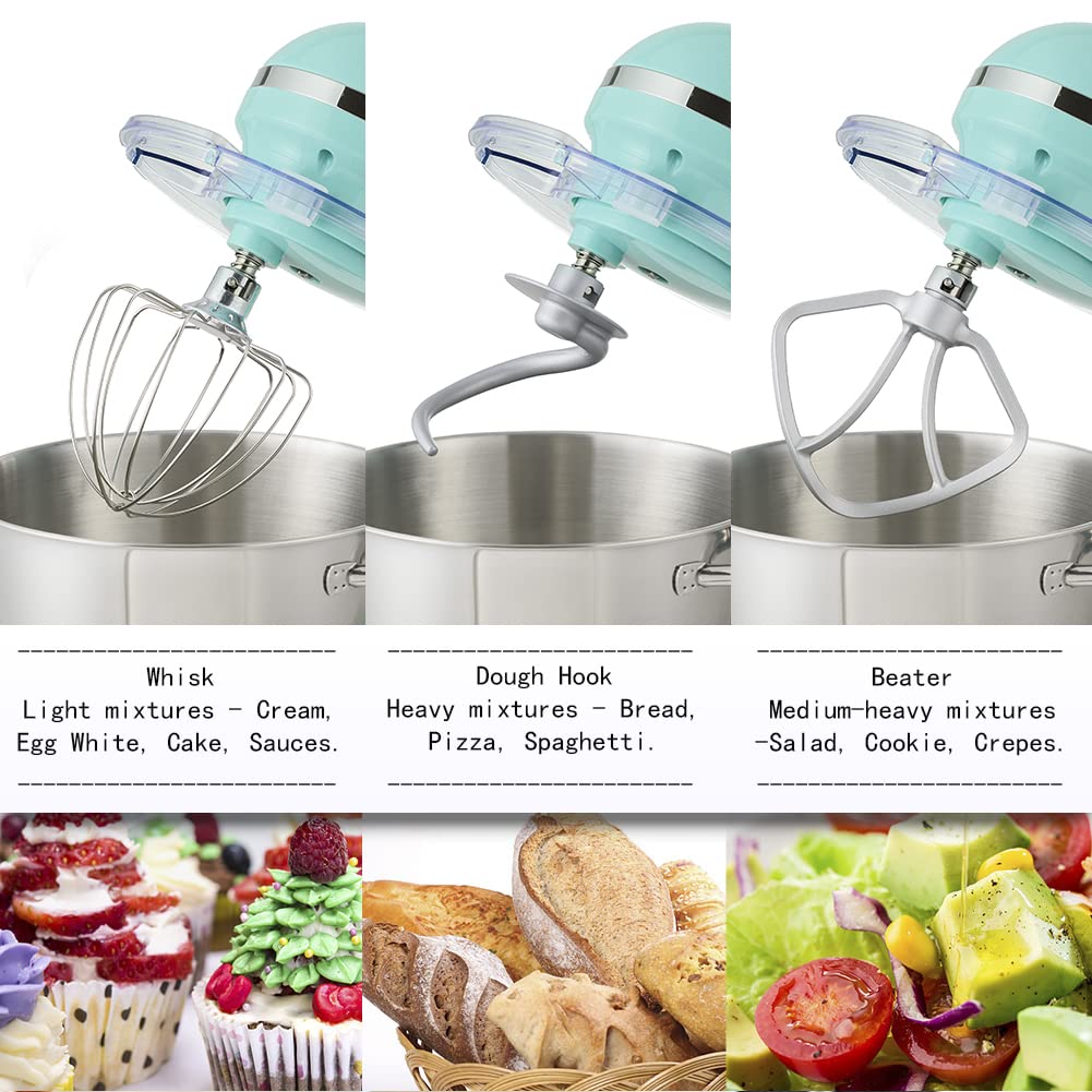Stand Mixer,6.5-QT 660W 6-Speed Tilt-Head Food Mixer, Kitchen Electric Mixer with Dough Hook, Wire Whip & Beater