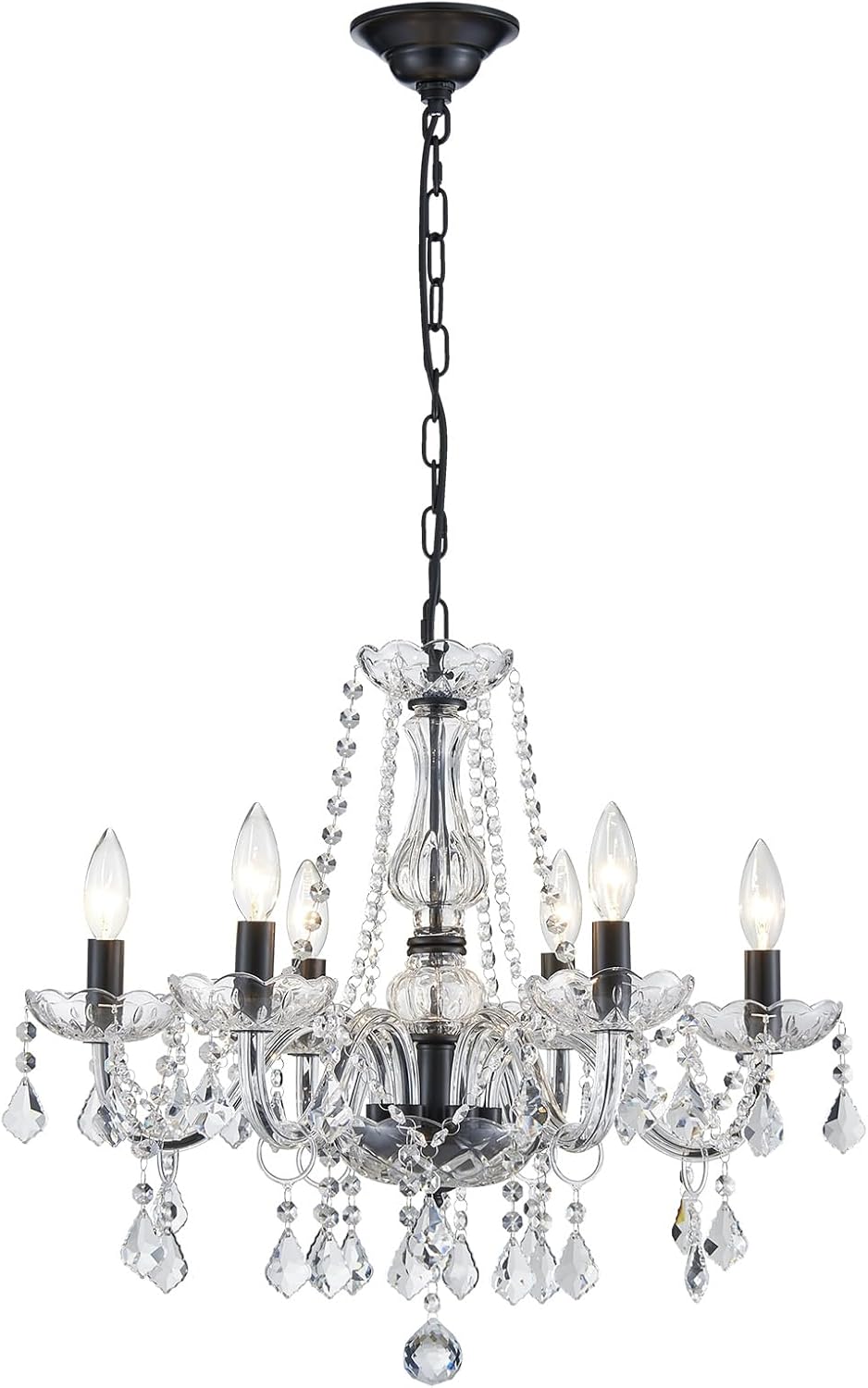 Modern K9 Crystal Chandelier Light Fixture with Clear Faceted Prisms