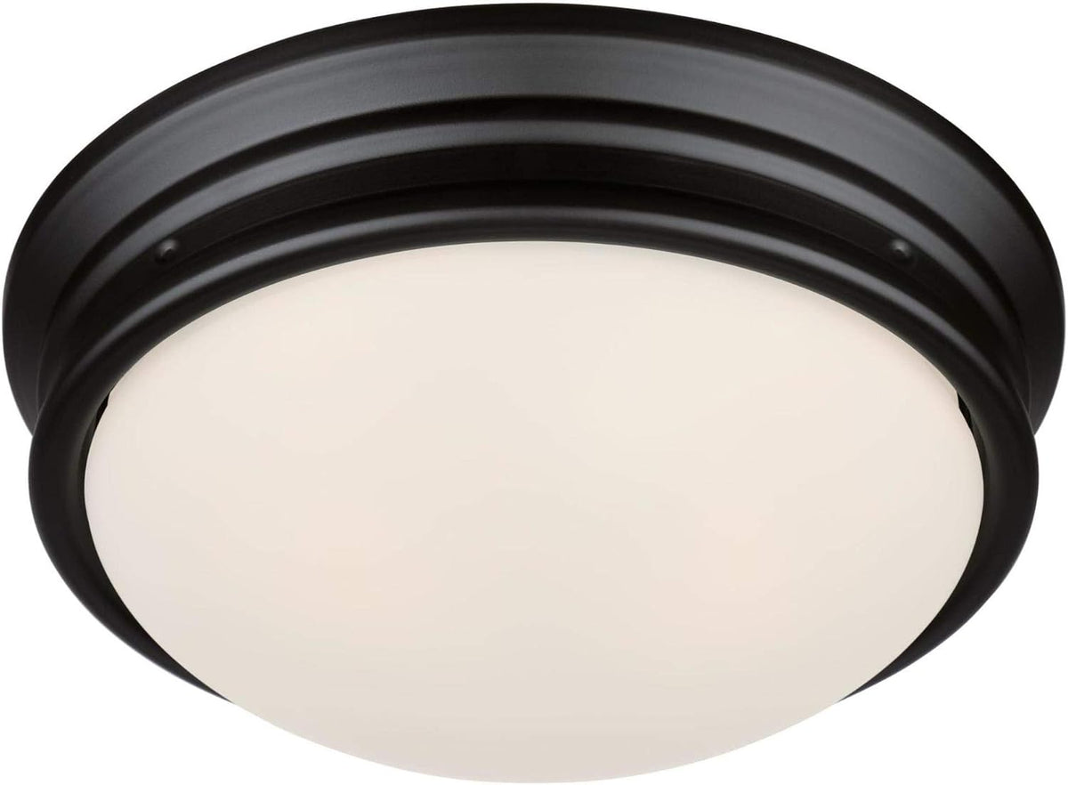 Meadowbrook 13 inch Traditional Two-Light Flush Mount Outdoor Ceiling Light Fixture Matte Black Finish, Frosted Glass
