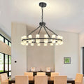 32" 32-Light Black Wagon Wheel Chandelier