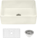 33 x 20 inch Fireclay Reversible Farmhouse Apron-Front Kitchen Sink Single Bowl - Biscuit - RVL2300BS