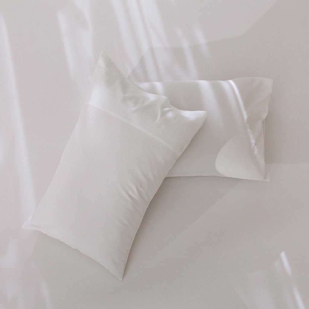 4Pcs Bright White Cotton Bed Sheet Set Deep Pocket