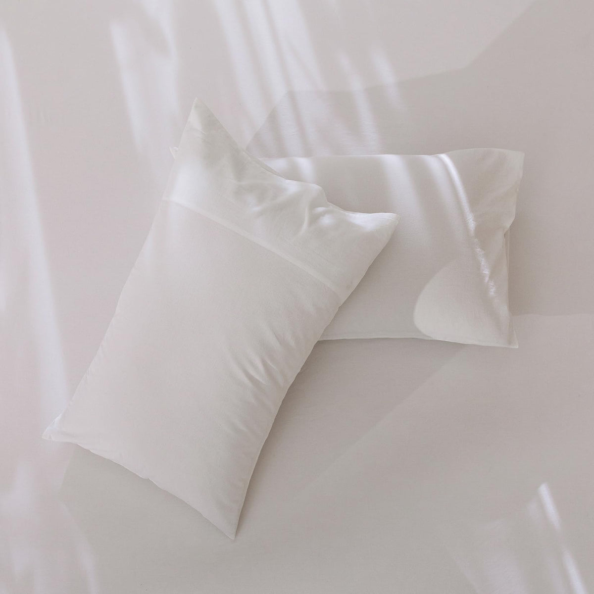 4Pcs Bright White Cotton Bed Sheet Set Deep Pocket