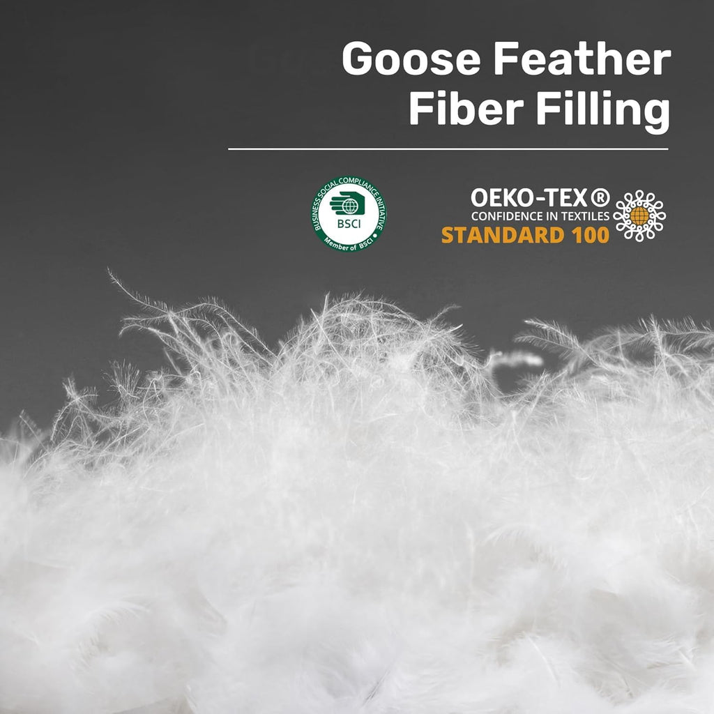 Goose Feather Down Fiber Comforter, All Season Duvet Insert with Soft Downproof Cover