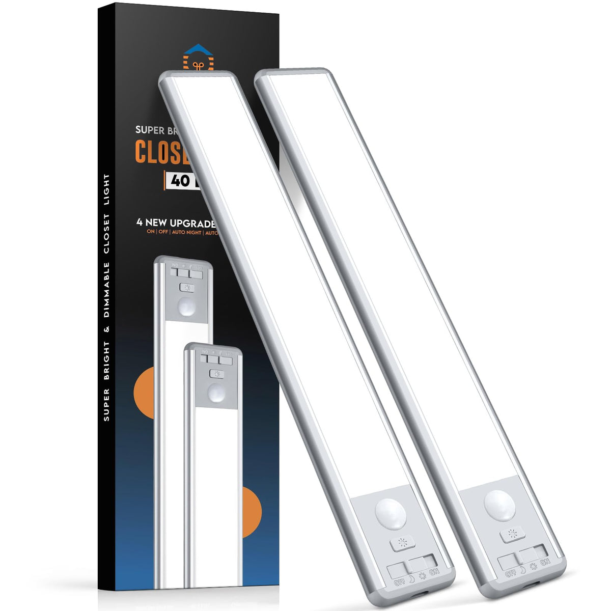 Under Cabinet Lighting, 40 LED Motion Sensor Light Indoor Rechargeable, 1800mAh Closet Lights Battery Operated