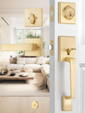 Front Door Handle and Deadbolt Set, Satin Brass Exterior Door Lock Set
