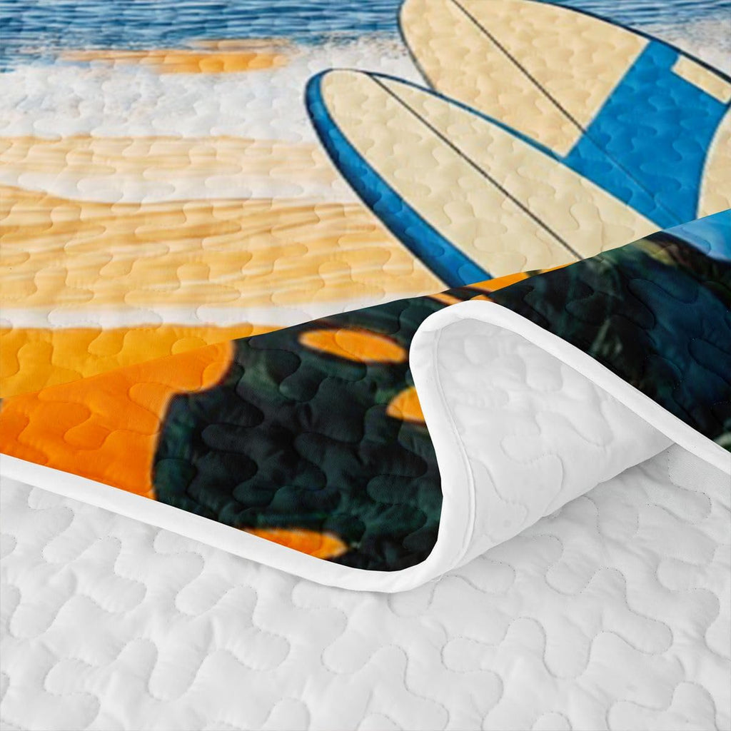 Parrot Quilts for Bed Tropical Plant Birds Bedspreads Soft Bed Summer Lightweight Comforter Palm Tree Pattern