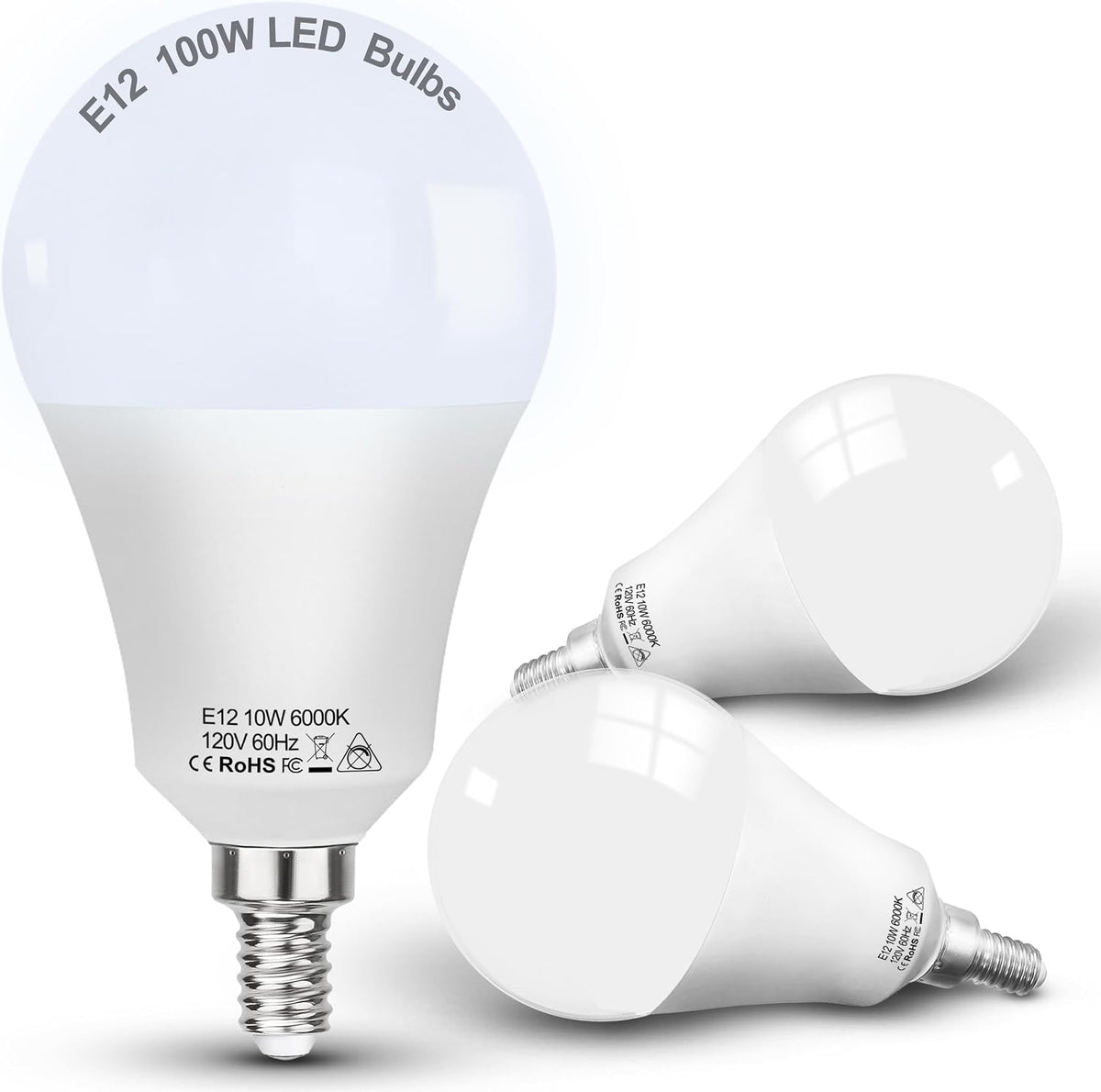 E12 100W Equivalent LED Candelabra Bulbs,6000K Daylight White