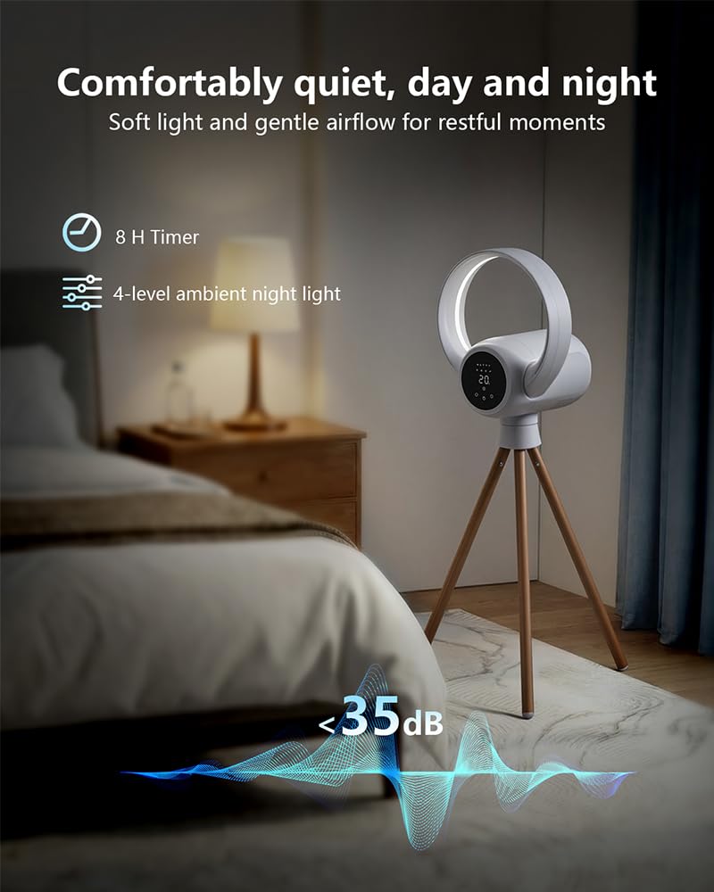 Bladeless Tower Fan , 25ft/s High-Speed Cooling Fan with 20 Speeds & 3 Modes, 270° Tilt & 90° Oscillating Quiet