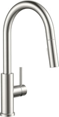 Kitchen Faucets with Pull Down Sprayer, Brushed Nickel Classic Single Handle Stainless Steel High Arc Faucet for Kitchen Sink, 1 Hole with Deck Plate Sink Faucet for Bar RV Farmhouse Laundry