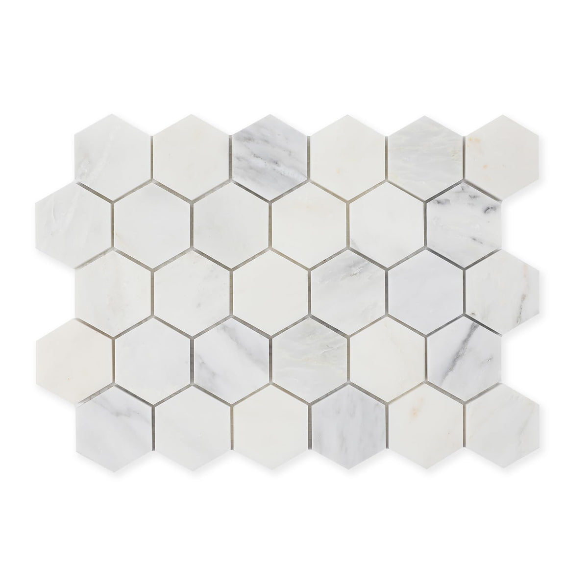 Bianco Alba Marble Stone 2 Inch Hexagon White Marble Mosaic Tile Wall Bathroom Shower Floor (5 Sheet, Honed)
