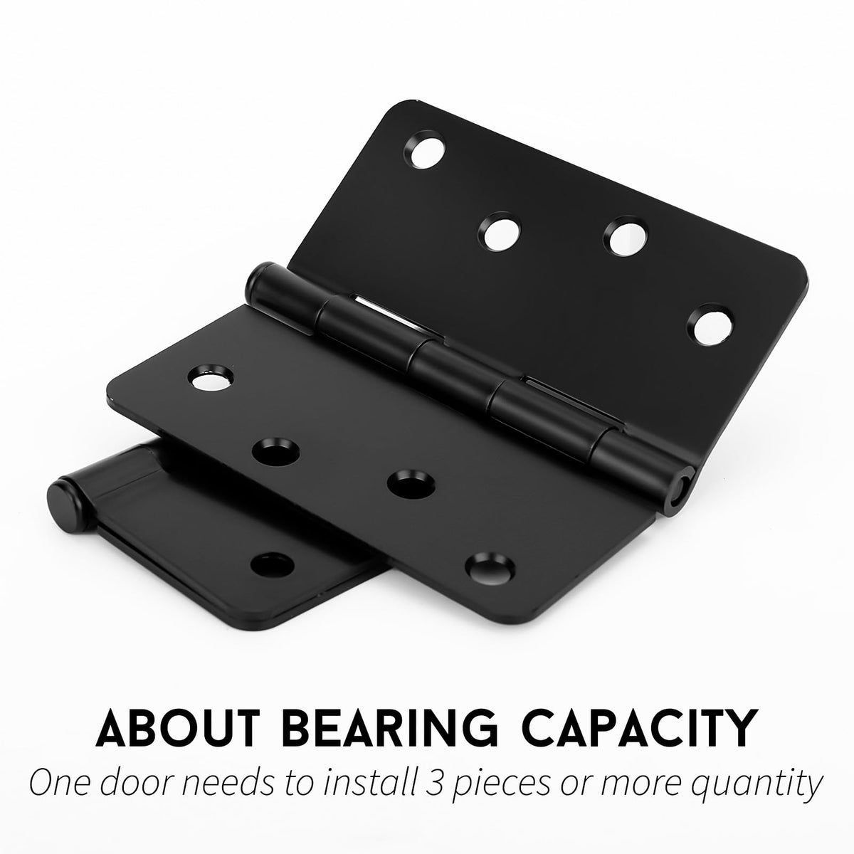 18 Pack Door Hinges 4 Inch Matte Black with 1/4" Radius Corners
