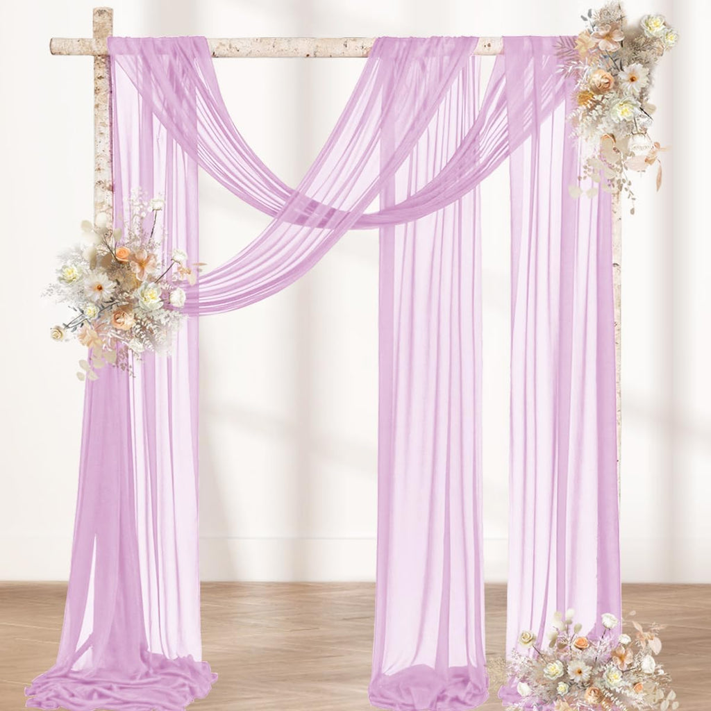Lilac Purple Wedding Arch Draping Fabric 2 Panels 29" x 20Ft Sheer Wedding Arch Backdrop Drapes Outdoor Curtains for