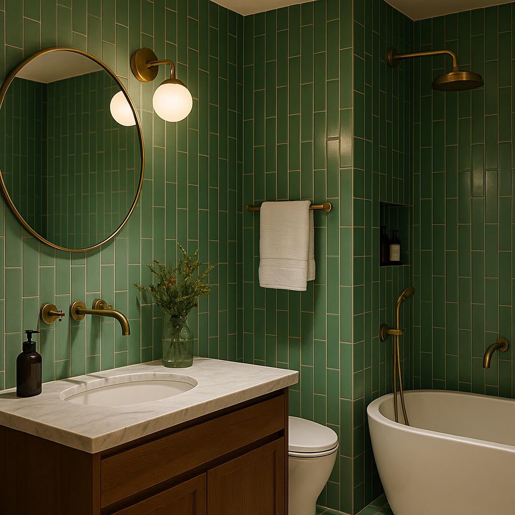 3x12 Olive Green Ceramic Subway Tile Backsplash, Bathroom Shower Walls, Fireplace Surround, Accent Decor - 12 Sq. Ft.