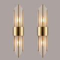2-Light Modern Crystal Wall Sconces Titanium Gold Vanity Wall Light with Frosted Glass Luxury Set of 2 Wall Light