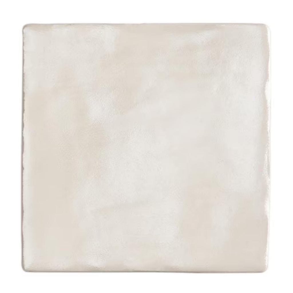 4x4 Inch HTCFD Premium Quality Almond Matte Zellige Ceramic Tile with Subtle Shimmer | Handmade Look Moroccan Square