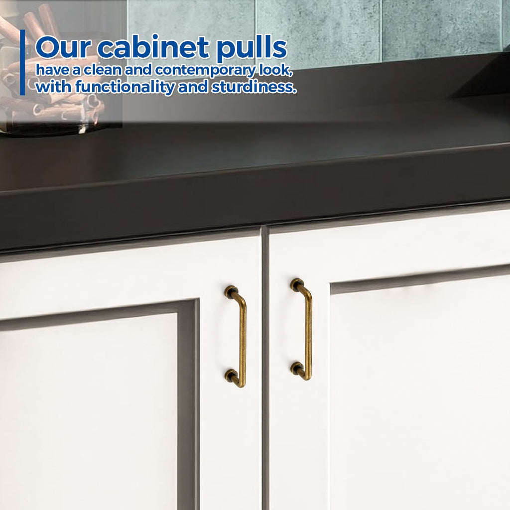 Antique Brass Cabinet Pulls Cabinet Handles, 3-3/4 Inch, 2 Pack