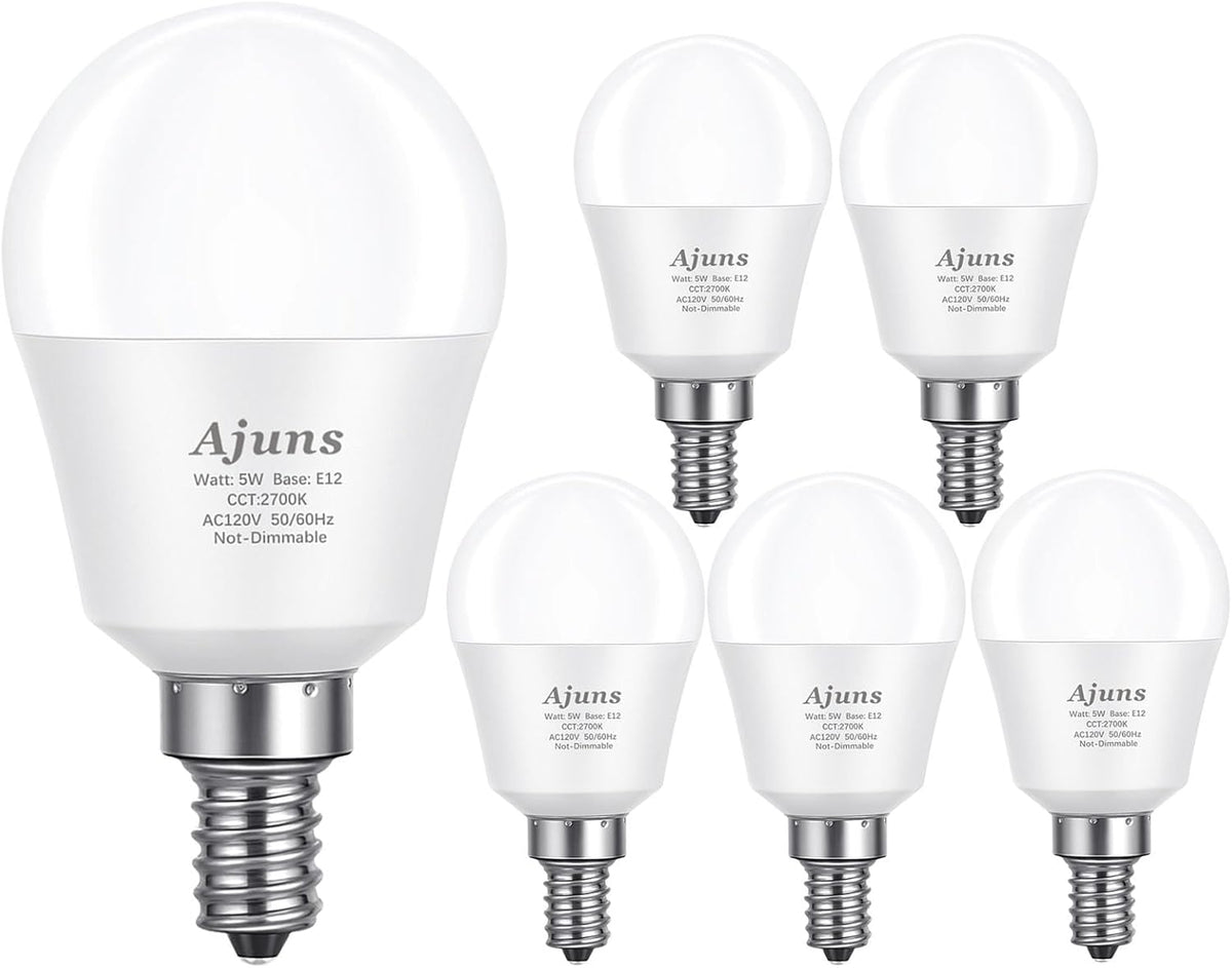 5Watt (40W Equivalent) LED Bulbs, E12 Small Base Ceiling Fan Light Bulbs,450 Lumen,Warm White 2700K, 120V A15 LED