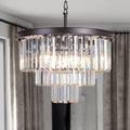 Bronze 3-Tier Crystal Chandelier, Modern Layered Fixture with Warm Metal Frame