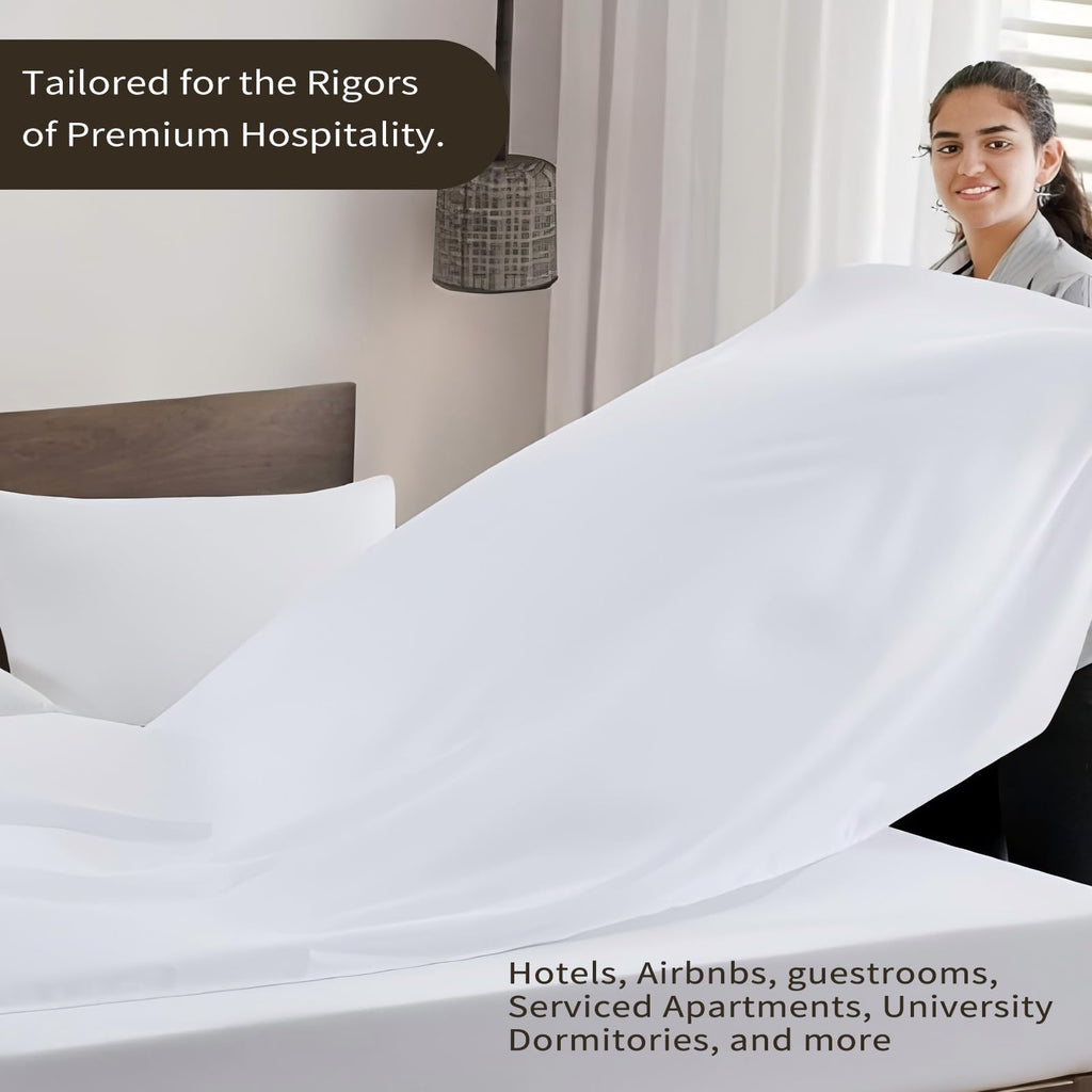 Sheet Sets Bulk Pack of 6, Wholesale Hotel Bed Set White