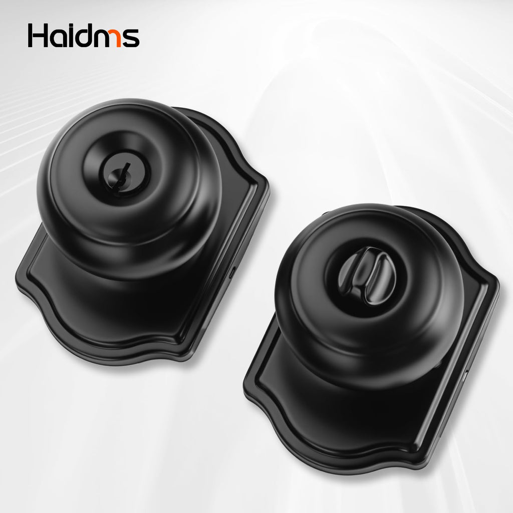 Black Entry Door Knob, Exterior Door Lock with Key 1 Pack