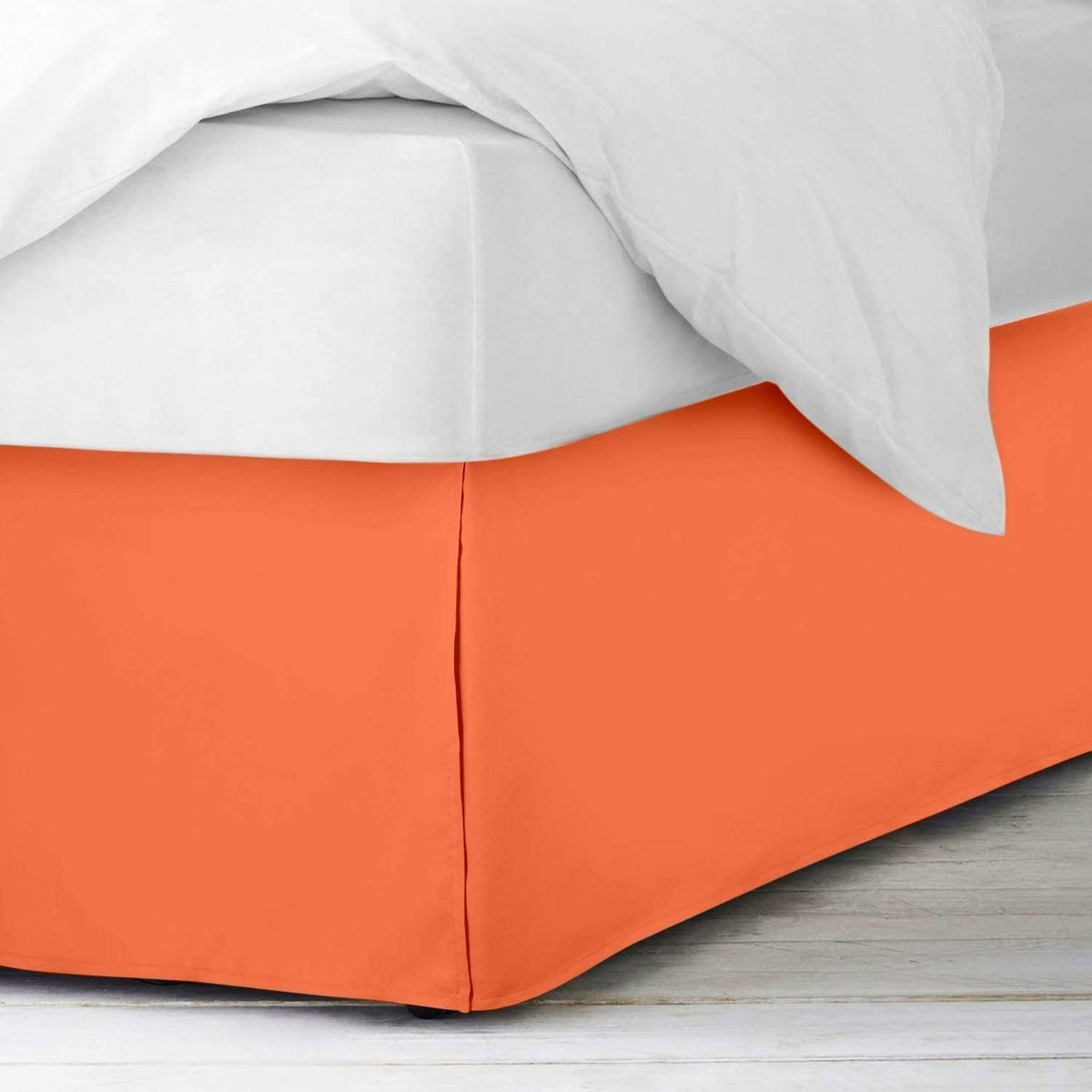 500 Thread Count Organic Cotton Bed Skirt - Split Corner, 54x75 Inches, 11 Inch Drop Dust Ruffles Orange Solid