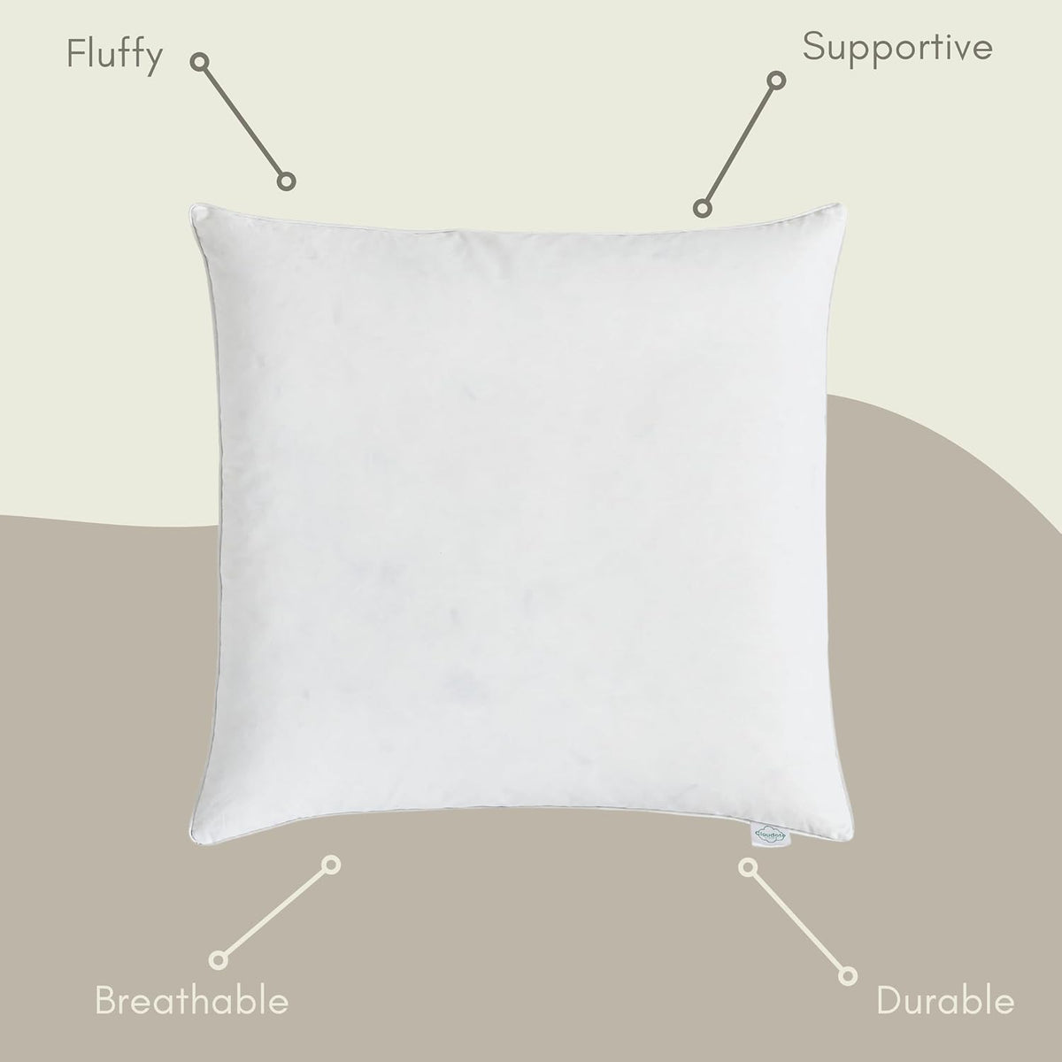Goose Feather Down Throw Pillow Insert (22"x22", Pack of 1), Decorative Pillow for Sofa, Couch, Bed, Chair Cushion