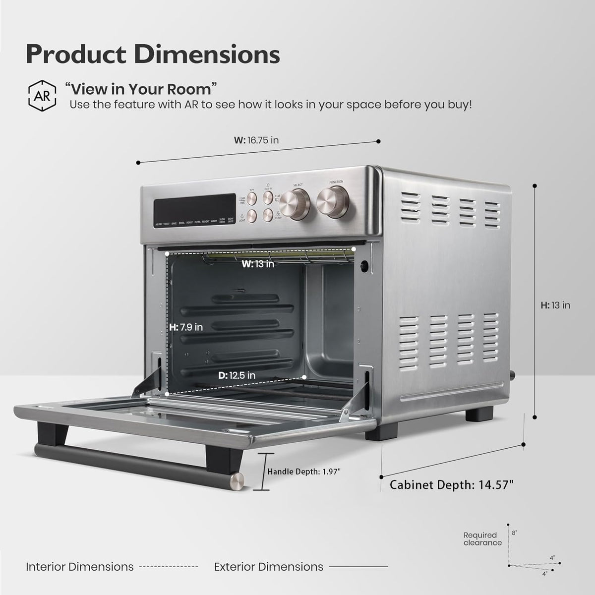 Infrared Heating Air Fryer Toaster Oven, Extra Large Countertop Convection Oven 10-in-1 Combo, 6-Slice Toast, Enamel