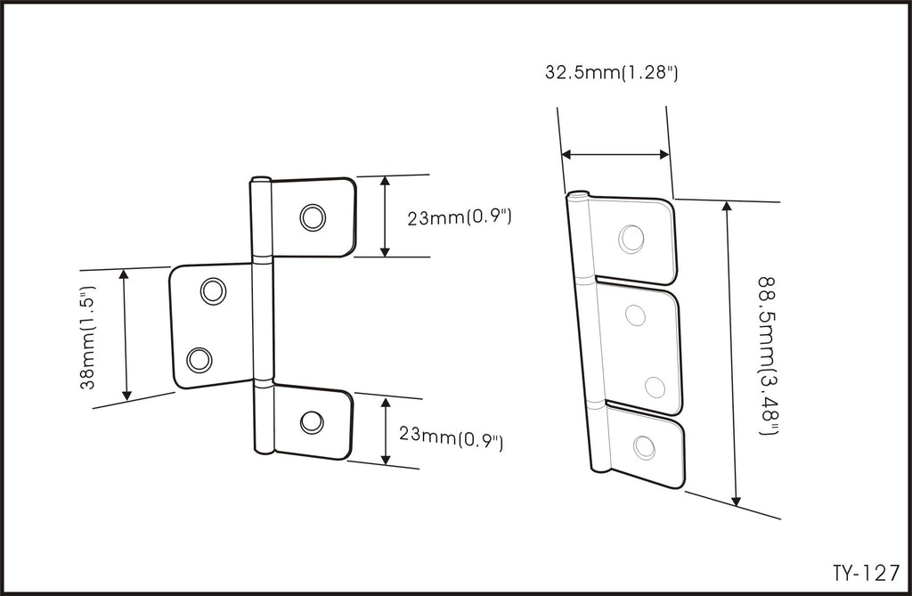 Flag Three Leaf 3-1/2" Bifold Shutter Hinge for Non-Mortise Cabinet Hardware, Nickel, Made in Taiwan, 4 Pack