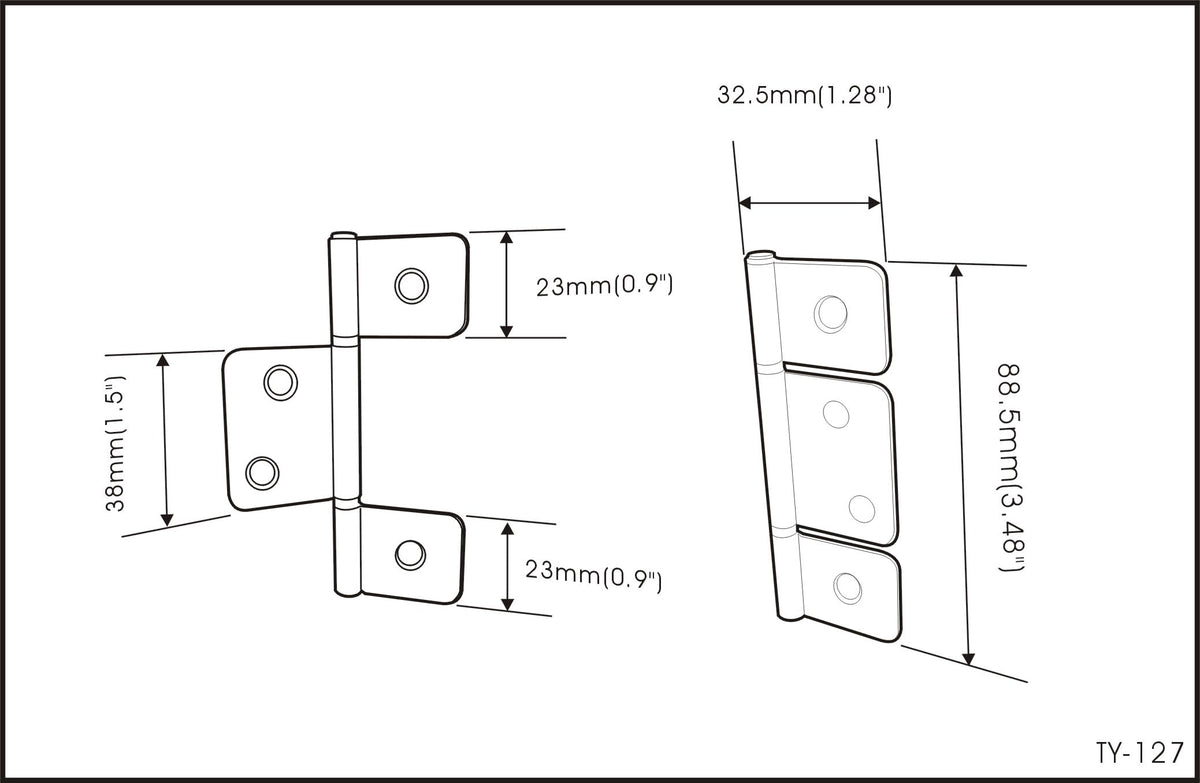 Flag Three Leaf 3-1/2" Bifold Shutter Hinge for Non-Mortise Cabinet Hardware, Nickel, Made in Taiwan, 4 Pack