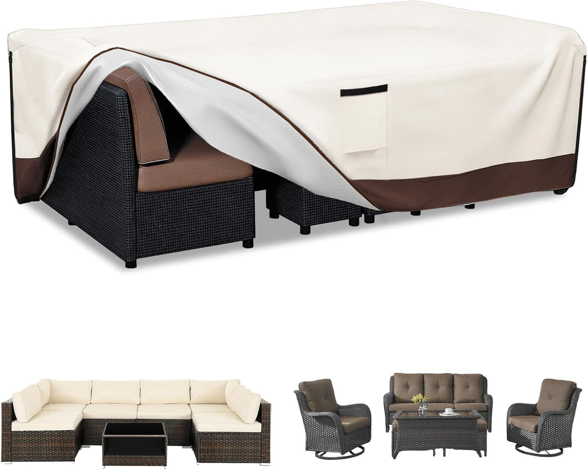 Patio Furniture Covers Waterproof,600D Heavy Duty Patio Cover for 6/7/8 PCS Sets Sectional Sofa Couch Dining Rocking - Set of 8