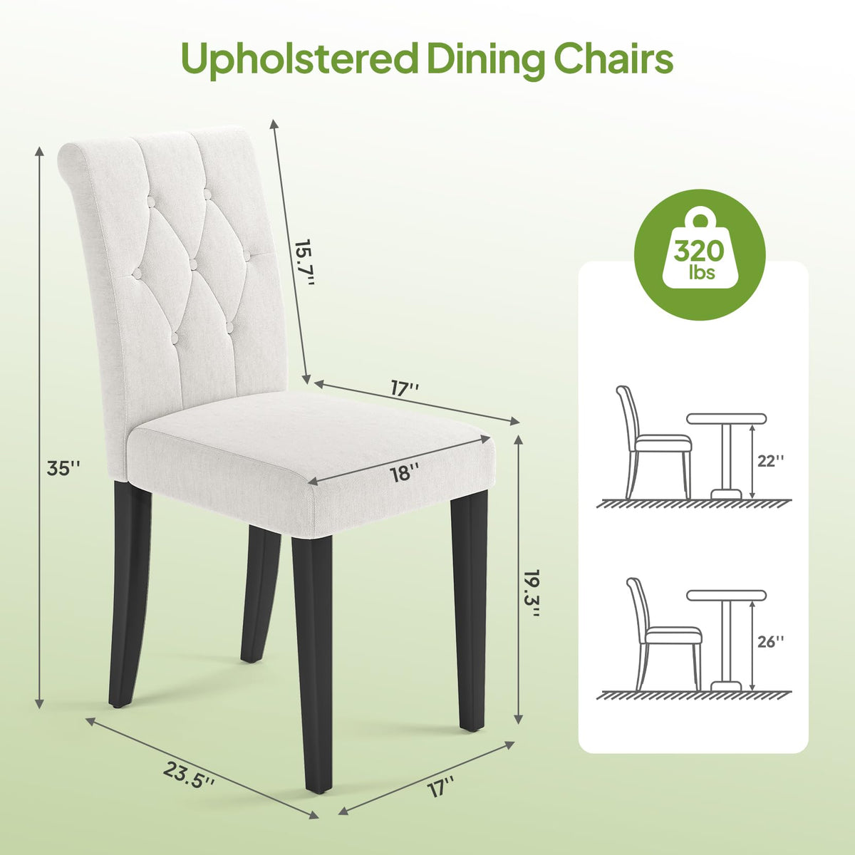 Upholstered Set of 4, Button Tufted Parsons Dining Chair with Solid Wood Legs, Modern Fabric Side Chair /Dining