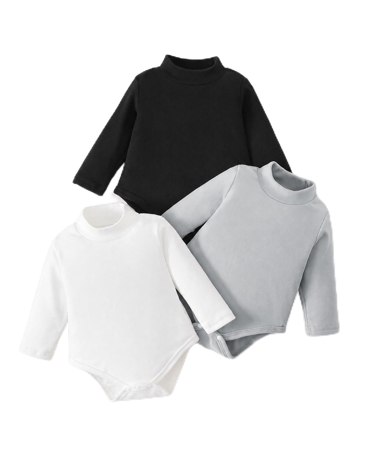 3 Pack Baby Turtleneck Bodysuit Long Sleeve Boy Girl Baby Solid Onsies Unisex Jumpsuit Newborn Essentials Clothes