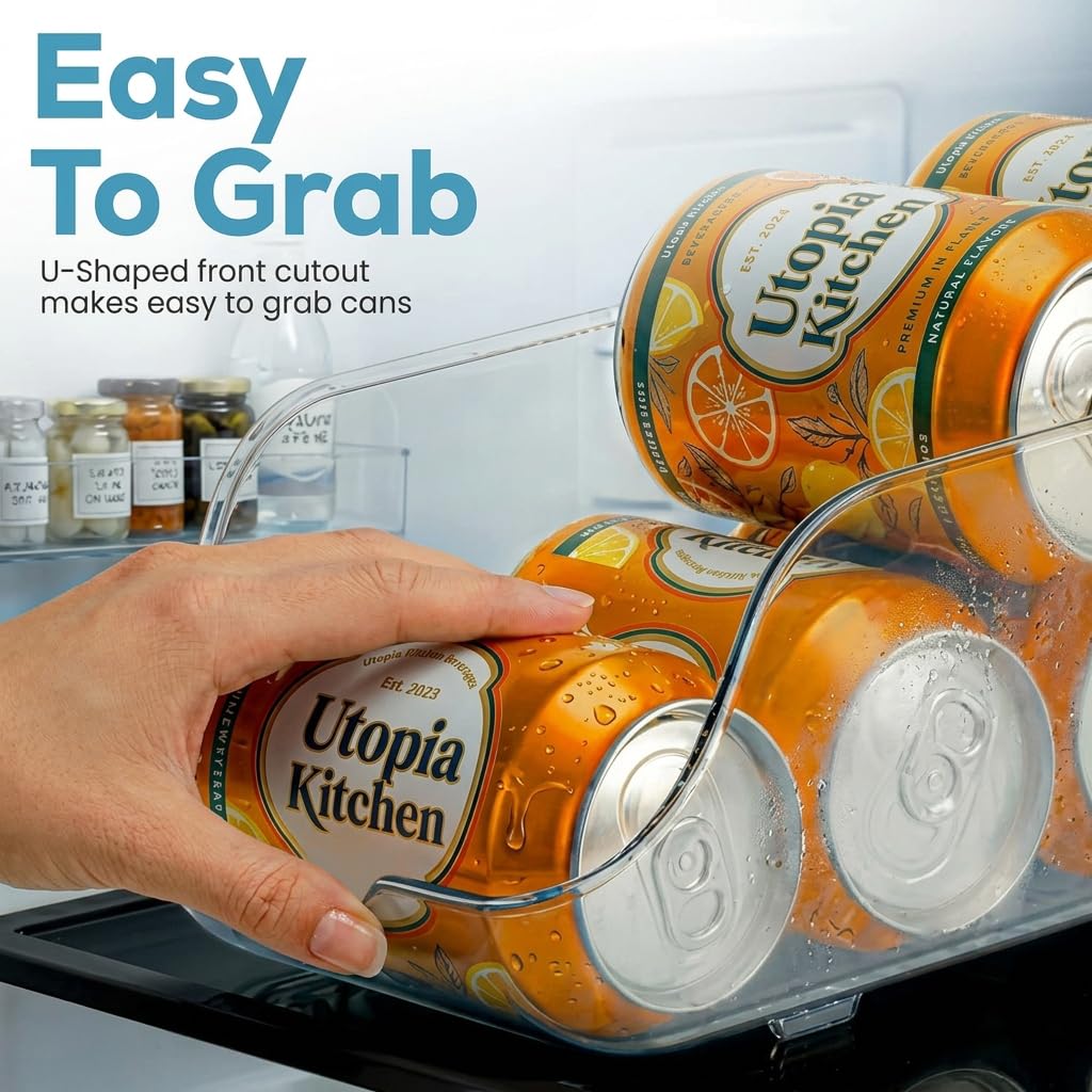 Soda Can Organizer for Refrigerator & Pantry, 4 Pack, Clear