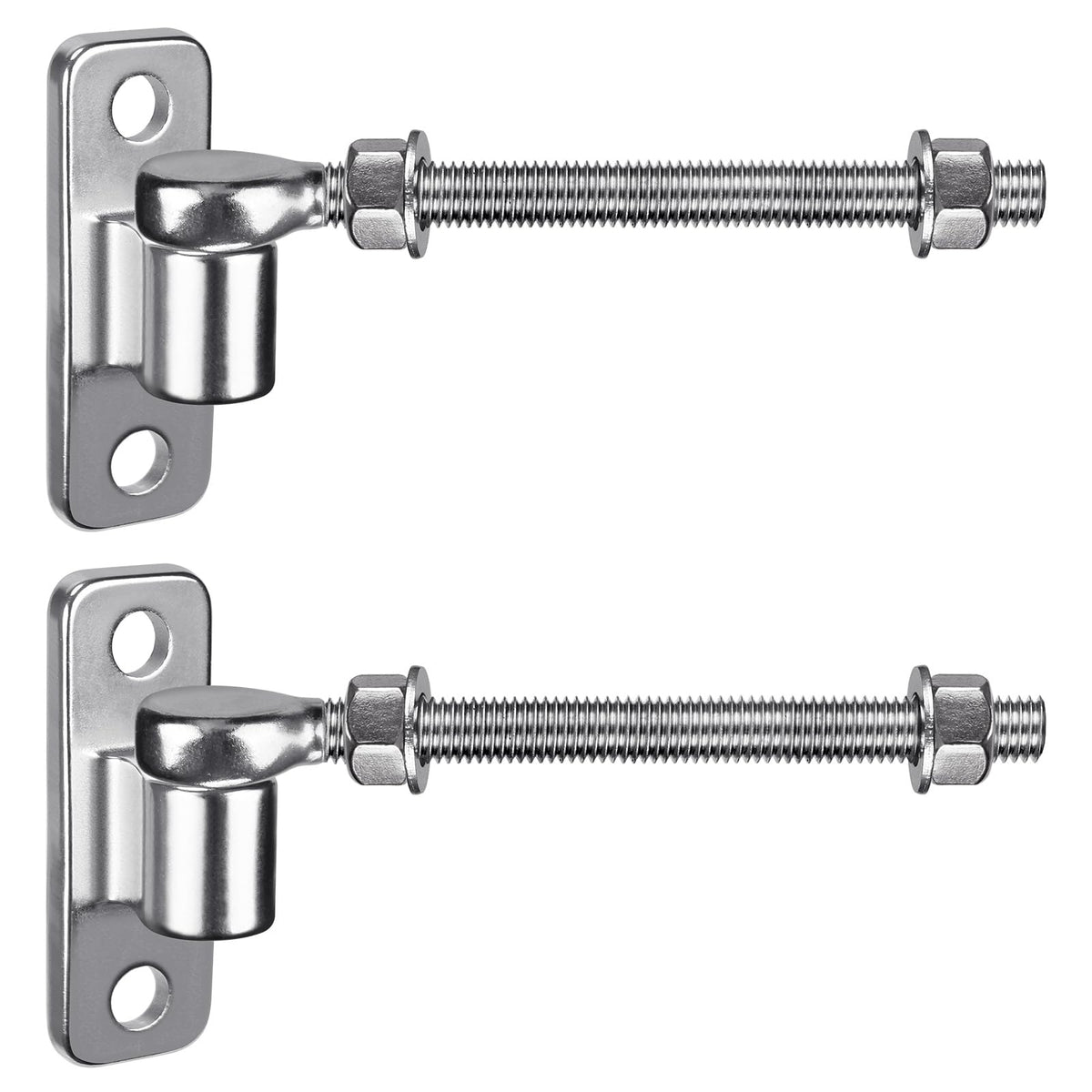 304 Stainless Steel Gate Hinges Set - Heavy Duty 8'' J Bolt and Wall Mount Hinges, One Piece with Non-Welded for Long
