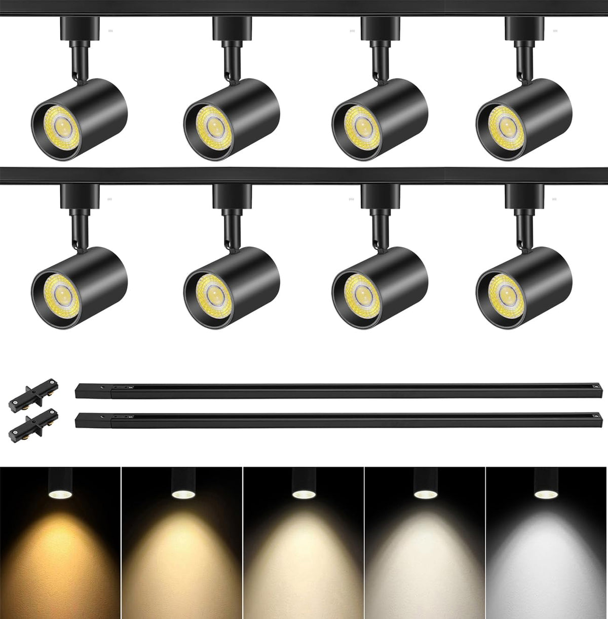 LED Track Lighting Kit with Track Rails, Black