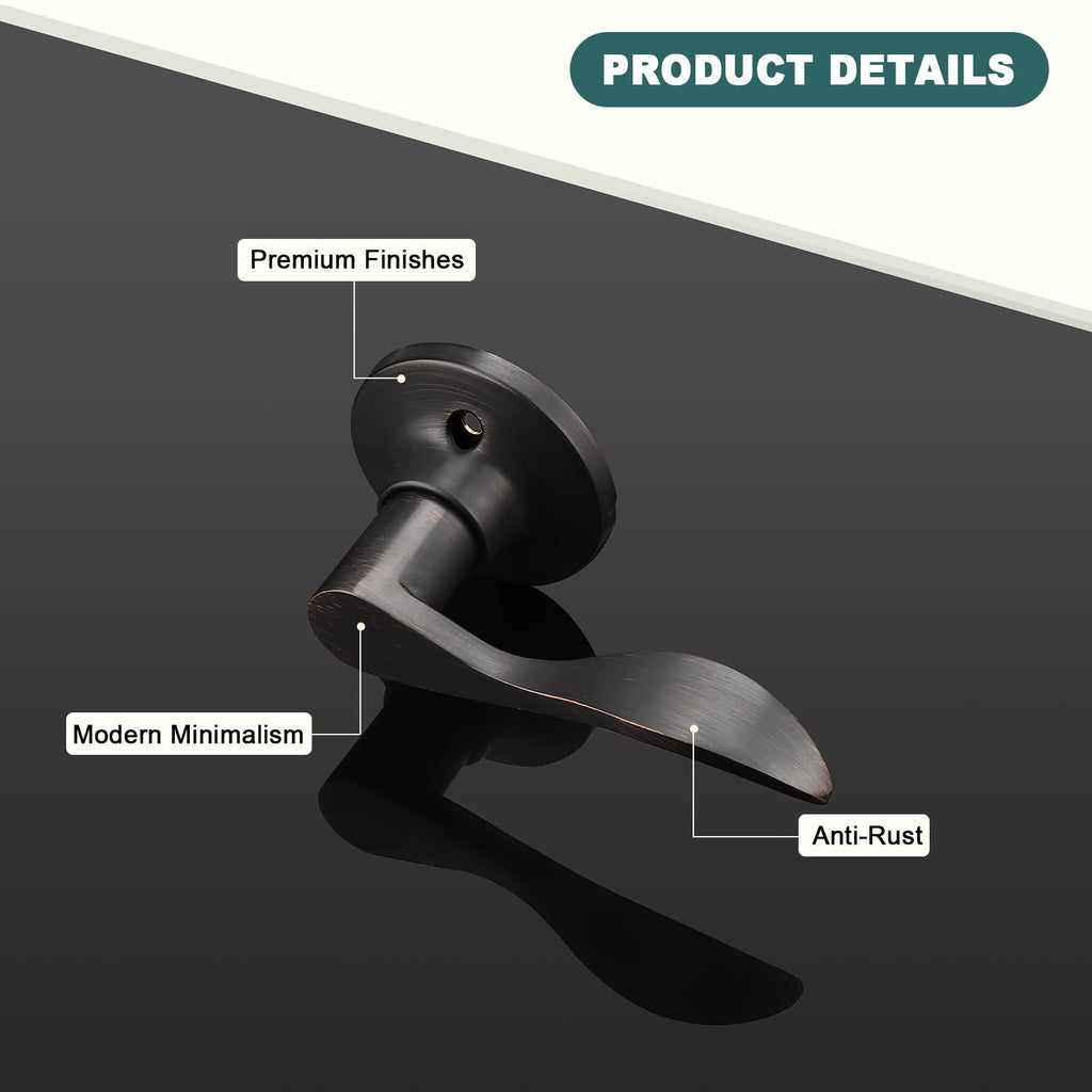 5 Pack Half Dummy Door Handles Oil Rubbed Bronze Dummy Lever Door Handle for Closets Right-Handed Dummy Door Levers