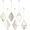 Diamond Wall Mirror Set with Hanging Diamond Handle Chain, Gold