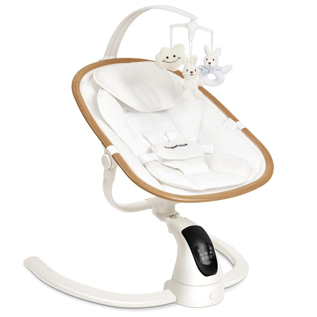 Electric Baby Swing with Cry Detection and Remote, White