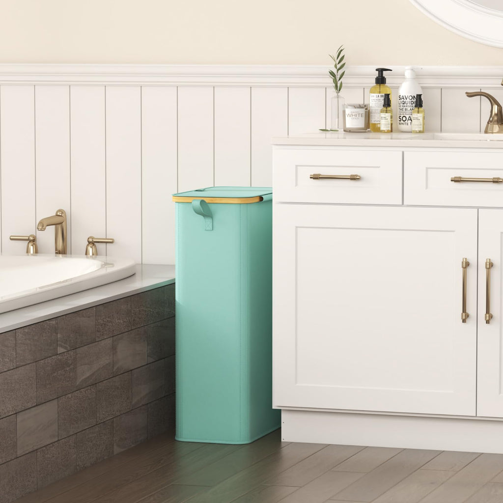 75L Slim Laundry Hamper with Lid and Removable Bag, Sage Green