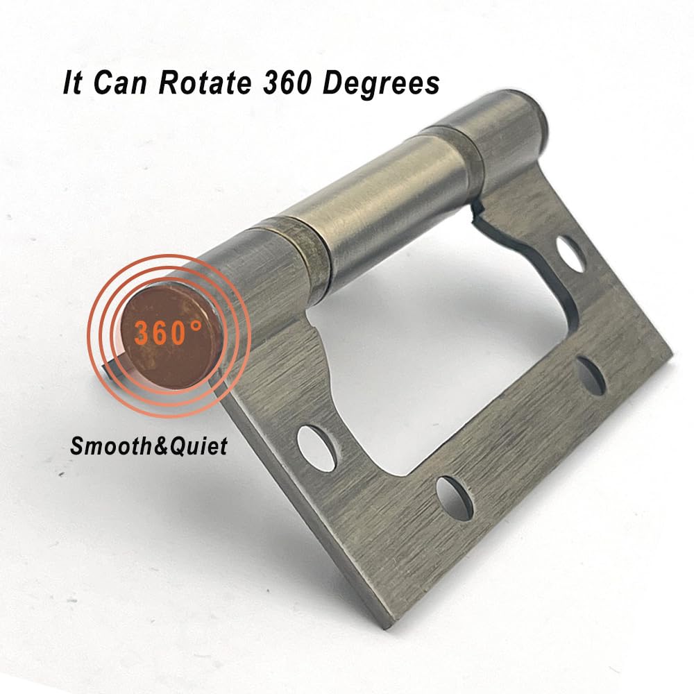 12 Pack Non-Mortise Door Hinges - Easy to Install, 4" × 3" Stainless Steel Door Hinges - Smooth Movement and Heavy
