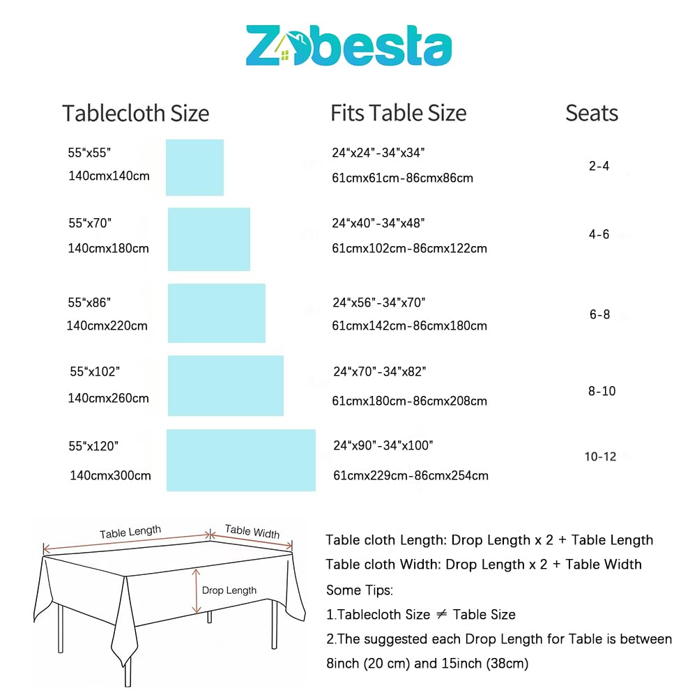 Heavy Duty Vinyl Tablecloths for Rectangle Tables 70x55