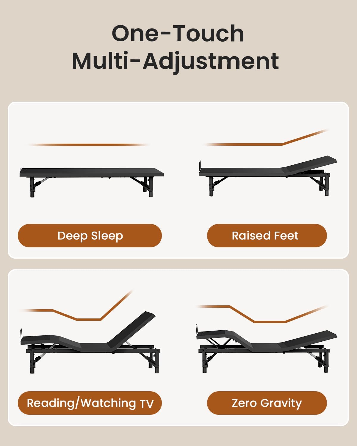 Queen Adjustable Bed Frame with Quiet Motor Wireless Remote, Easy Assembly